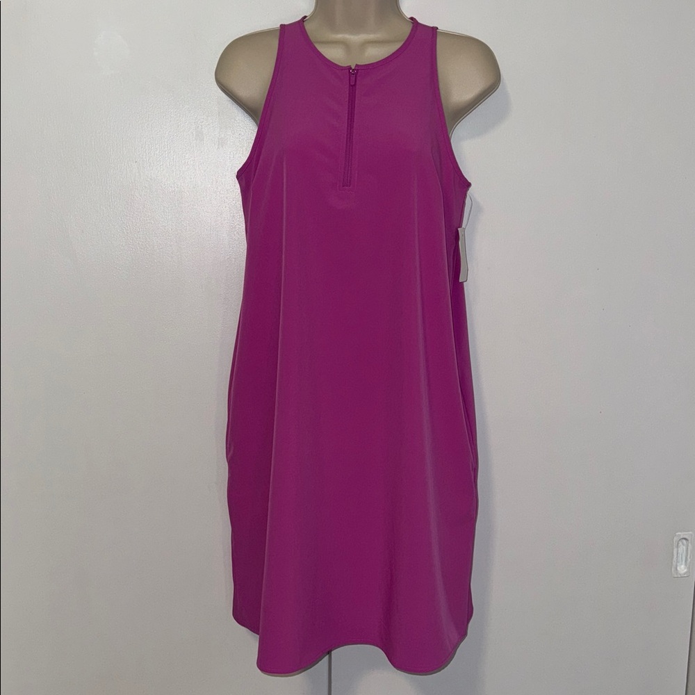 Lou & Grey Wanderweave Active Zip Halter Dress w Pockets Women’s XS Extra Small